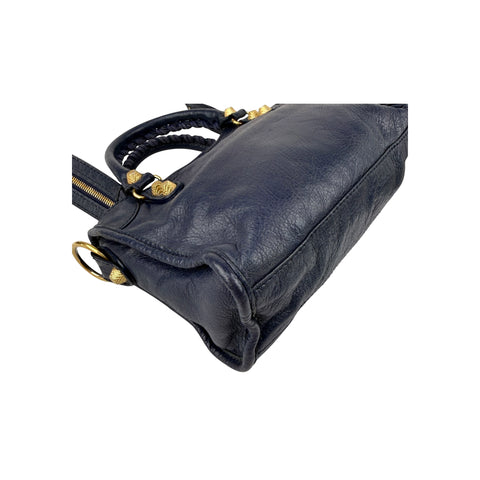 Balenciaga Bleu Obscure Lambskin Leather Giant Mini City Bag