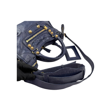 Balenciaga Bleu Obscure Lambskin Leather Giant Mini City Bag