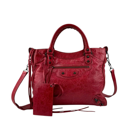 Balenciaga City Leather Shoulder Bag Red