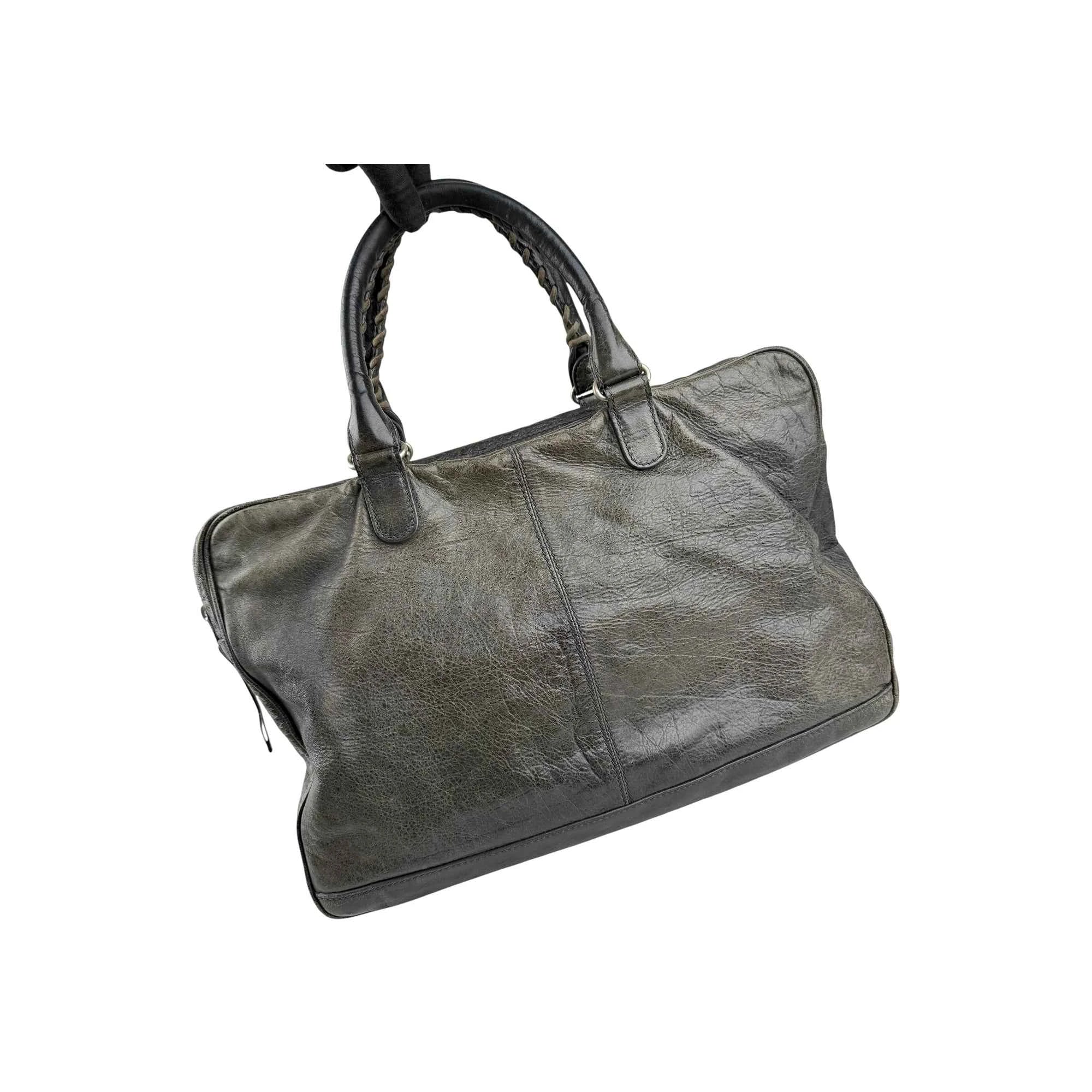 Balenciaga Grey Lambskin Leather Squash M Duffle Bag