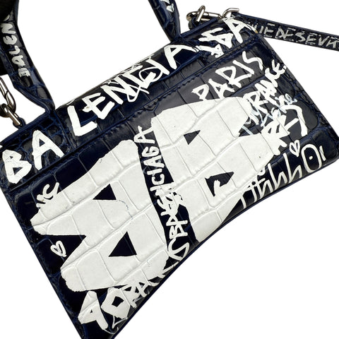 balenciaga-hourglass-graffiti-xs-navy-shoulder-bag-left 