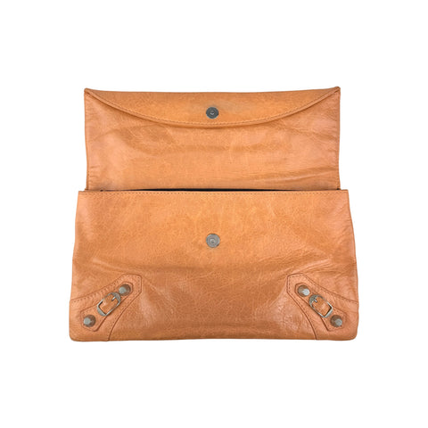 Balenciaga Light Orange Leather Giant Envelope Clutch