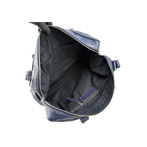 Balenciaga Navy Lambskin Leather Briefcase Bag