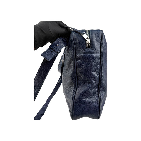 Balenciaga Navy Lambskin Leather Briefcase Bag