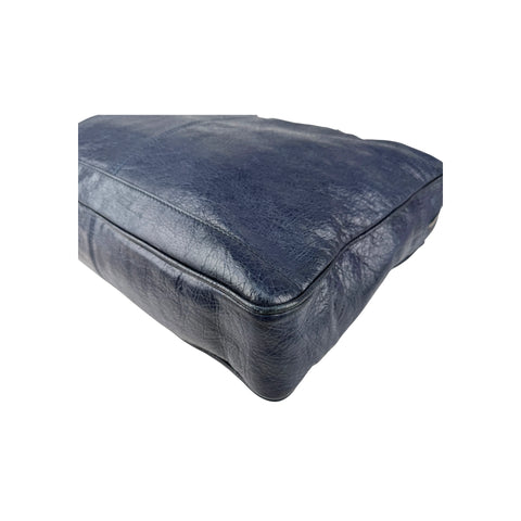 Balenciaga Navy Lambskin Leather Briefcase Bag