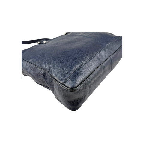 Balenciaga Navy Lambskin Leather Briefcase Bag