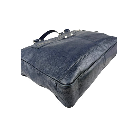 Balenciaga Navy Lambskin Leather Briefcase Bag