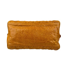 balenciaga quilted mustard yellow leather matelasse handbag bottom