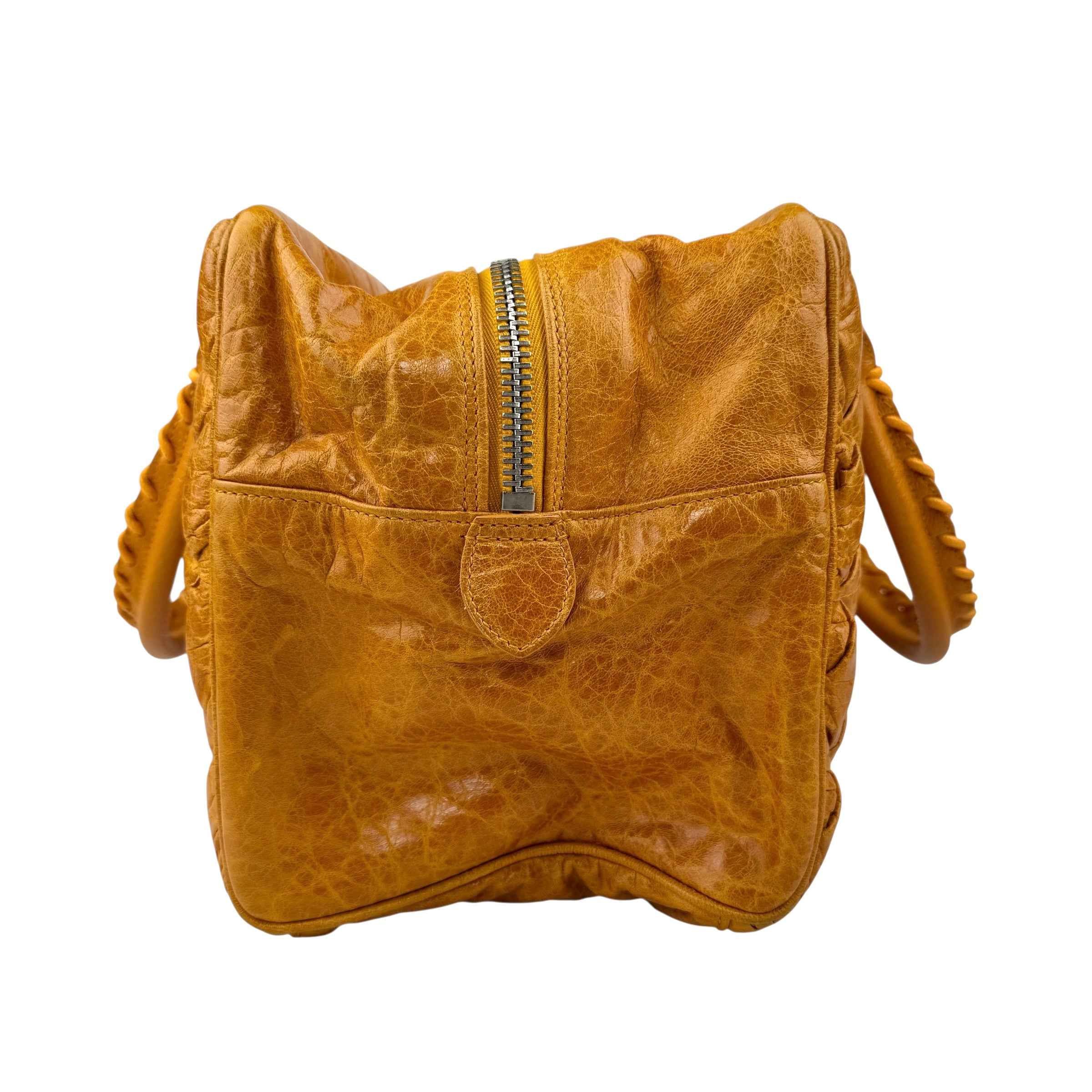 balenciaga quilted mustard yellow leather matelasse handbag right