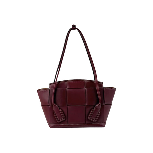 BOTTEGA VENETA Arco Small Red Burgundy Leather Satchel Tote Bag