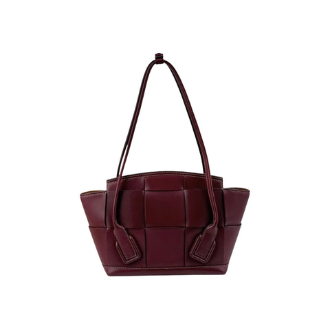 BOTTEGA VENETA Arco Small Red Burgundy Leather Satchel Tote Bag