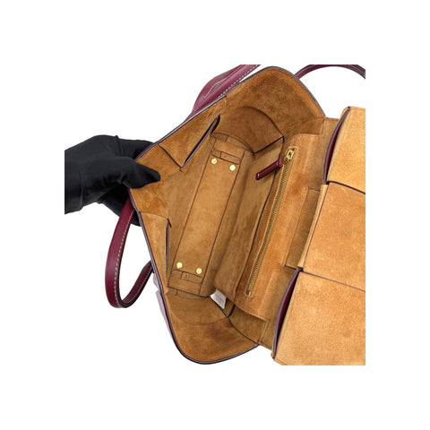 BOTTEGA VENETA Arco Small Red Burgundy Leather Satchel Tote Bag