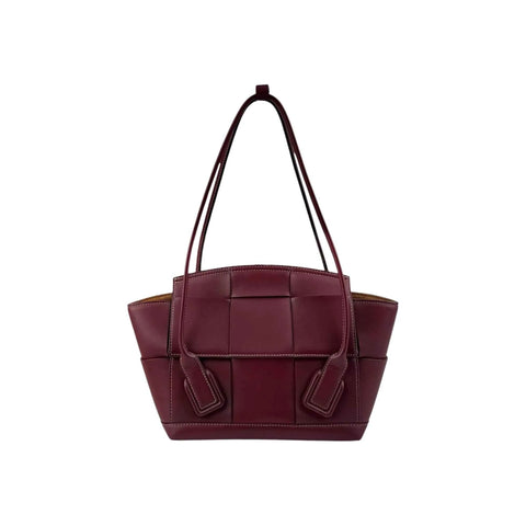 BOTTEGA VENETA Arco Small Red Burgundy Leather Satchel Tote Bag