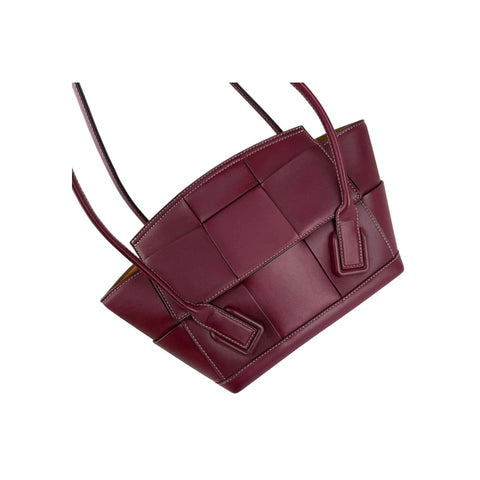 BOTTEGA VENETA Arco Small Red Burgundy Leather Satchel Tote Bag