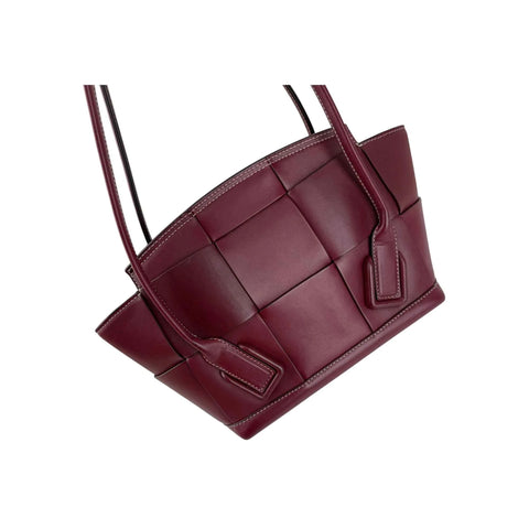 BOTTEGA VENETA Arco Small Red Burgundy Leather Satchel Tote Bag
