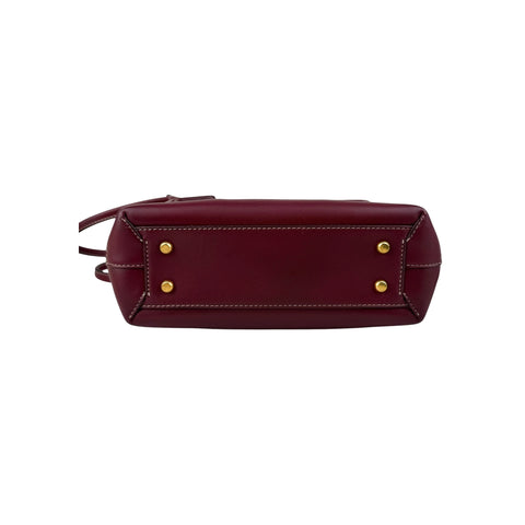 BOTTEGA VENETA Arco Small Red Burgundy Leather Satchel Tote Bag