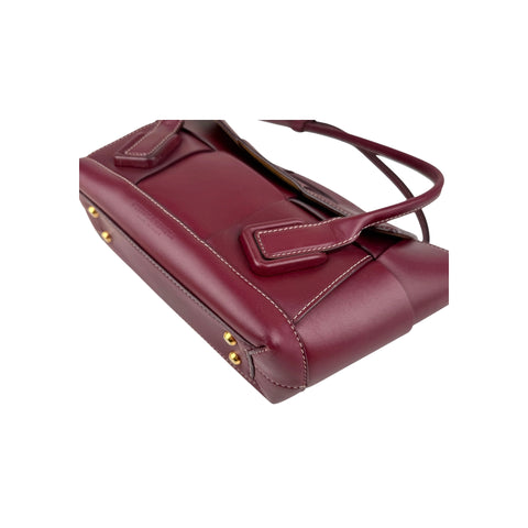 BOTTEGA VENETA Arco Small Red Burgundy Leather Satchel Tote Bag