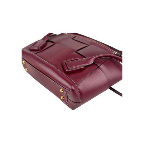 BOTTEGA VENETA Arco Small Red Burgundy Leather Satchel Tote Bag