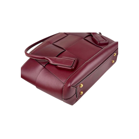 BOTTEGA VENETA Arco Small Red Burgundy Leather Satchel Tote Bag