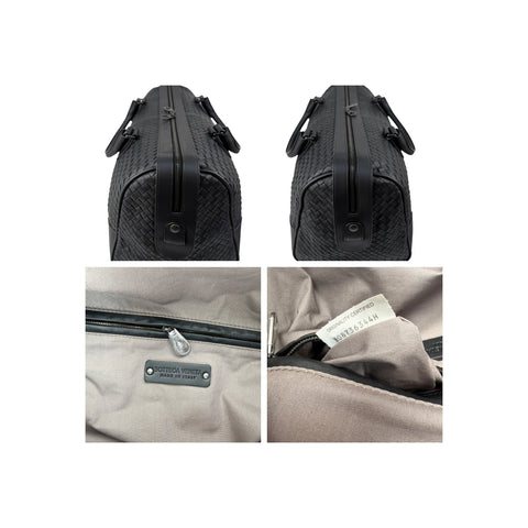 Bottega Veneta Black Intrecciato VN Leather Duffel Bag