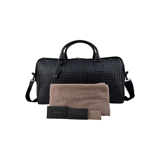 Bottega Veneta Black Intrecciato VN Leather Duffel Bag