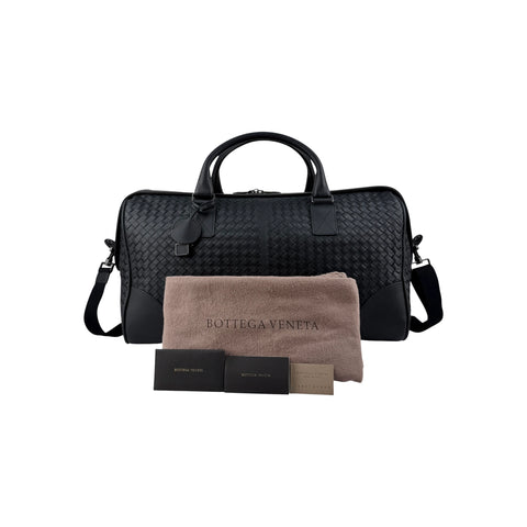 Bottega Veneta Black Intrecciato VN Leather Duffel Bag