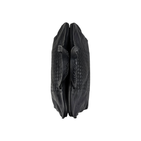 Bottega Veneta Black Intrecciato Woven Calf Leather Top Handle Bag