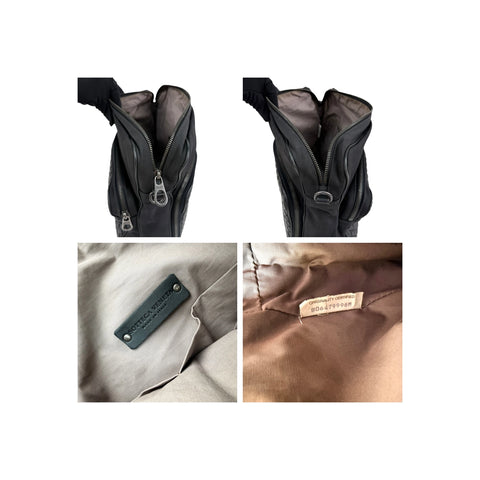 Bottega Veneta Black Intrecciato Woven Nappa Leather/Canvas Crossbody Camera Bag