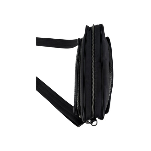 Bottega Veneta Black Intrecciato Woven Nappa Leather/Canvas Crossbody Camera Bag