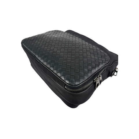 Bottega Veneta Black Intrecciato Woven Nappa Leather/Canvas Crossbody Camera Bag