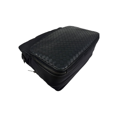 Bottega Veneta Black Intrecciato Woven Nappa Leather/Canvas Crossbody Camera Bag