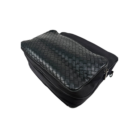 Bottega Veneta Black Intrecciato Woven Nappa Leather/Canvas Crossbody Camera Bag