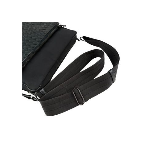 Bottega Veneta Black Intrecciato Woven Nappa Leather/Canvas Crossbody Camera Bag