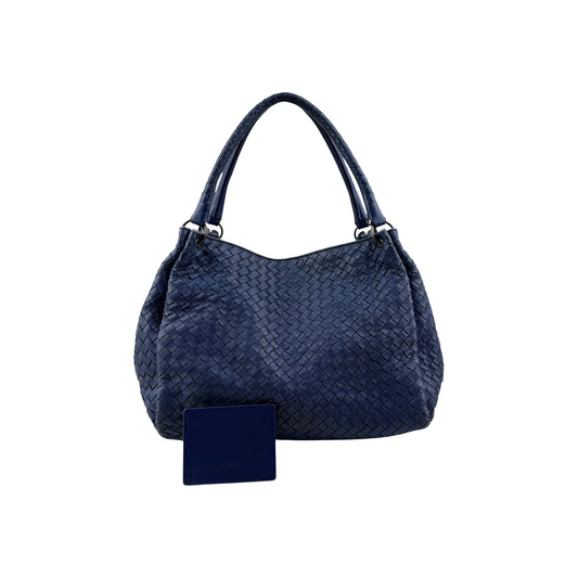Bottega Veneta Blue Intrecciato Woven Nappa Leather Parachute Bag
