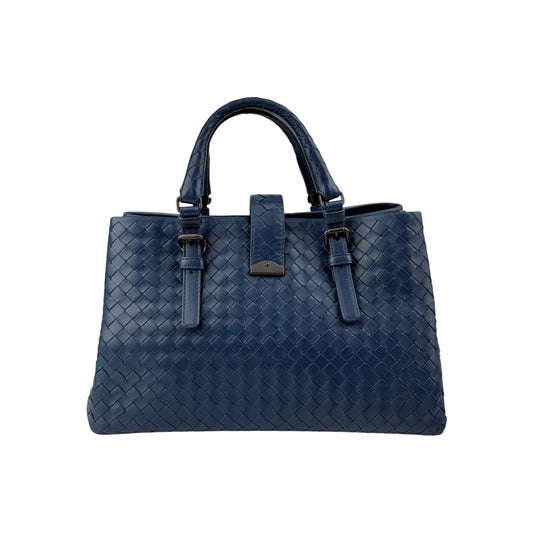 Bottega Veneta Blue Intrecciato Woven Nappa Leather Roma Tote Bag