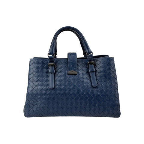 Bottega Veneta Blue Intrecciato Woven Nappa Leather Roma Tote Bag