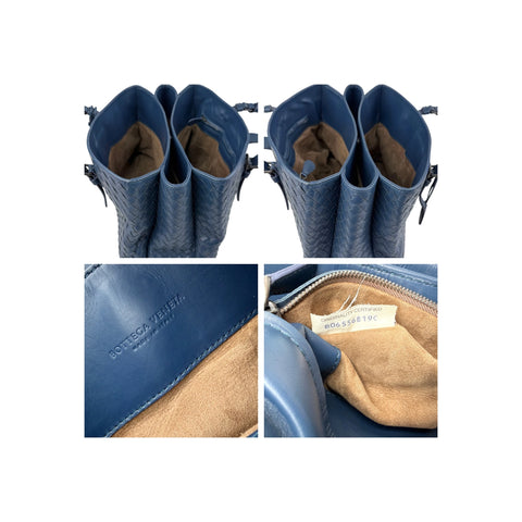 Bottega Veneta Blue Intrecciato Woven Nappa Leather Roma Tote Bag