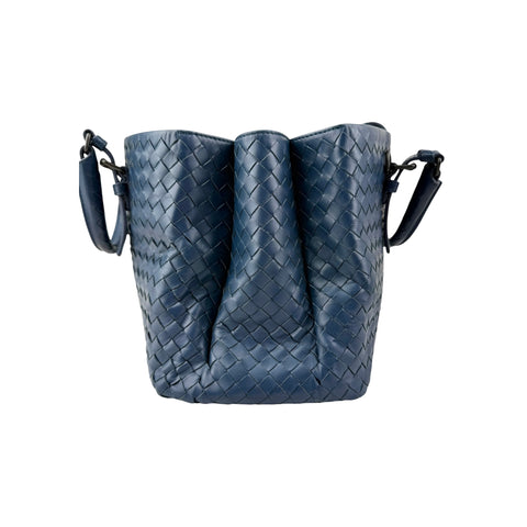 Bottega Veneta Blue Intrecciato Woven Nappa Leather Roma Tote Bag