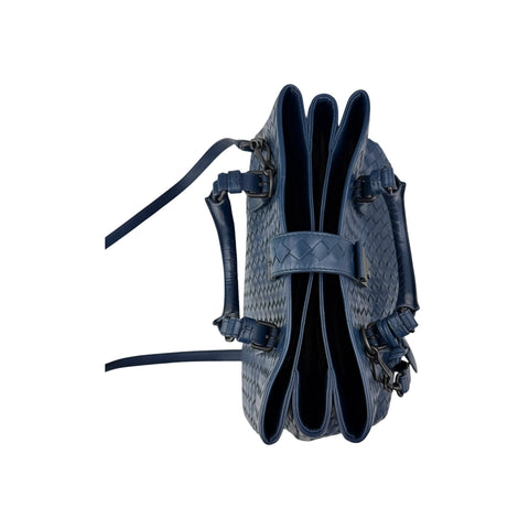 Bottega Veneta Blue Intrecciato Woven Nappa Leather Roma Tote Bag