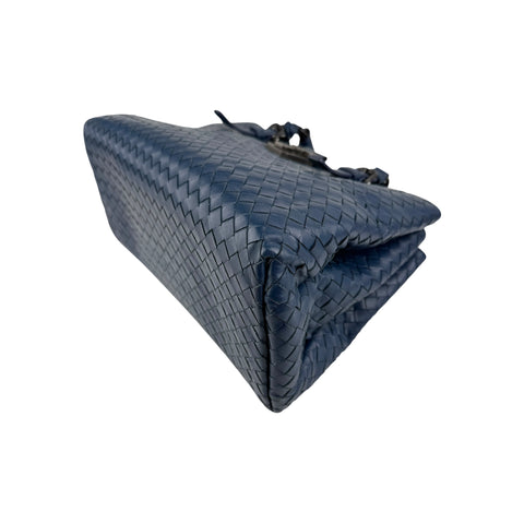 Bottega Veneta Blue Intrecciato Woven Nappa Leather Roma Tote Bag