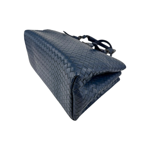 Bottega Veneta Blue Intrecciato Woven Nappa Leather Roma Tote Bag