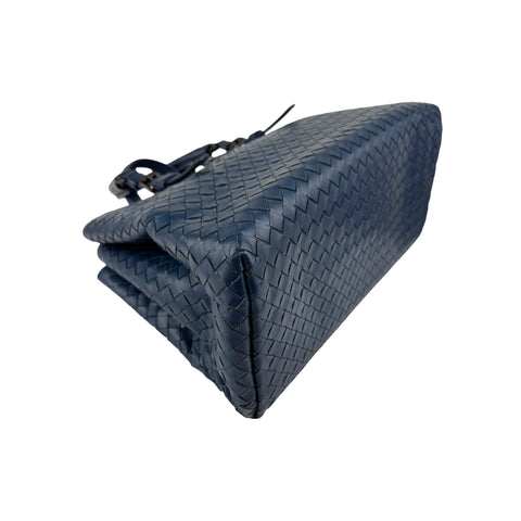 Bottega Veneta Blue Intrecciato Woven Nappa Leather Roma Tote Bag