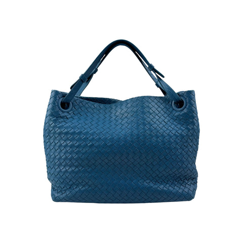 Bottega Veneta Blue Intrecciato Woven Nappa Leather Seamless Garda Tote Bag