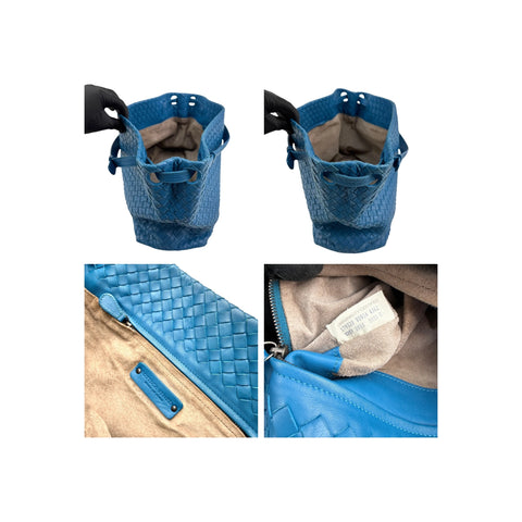 Bottega Veneta Blue Intrecciato Woven Nappa Leather Seamless Garda Tote Bag