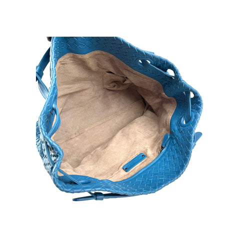 Bottega Veneta Blue Intrecciato Woven Nappa Leather Seamless Garda Tote Bag