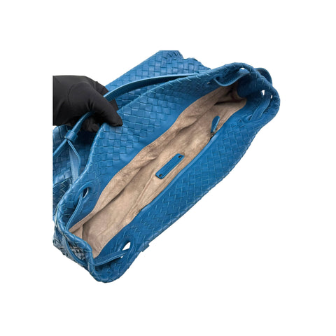 Bottega Veneta Blue Intrecciato Woven Nappa Leather Seamless Garda Tote Bag