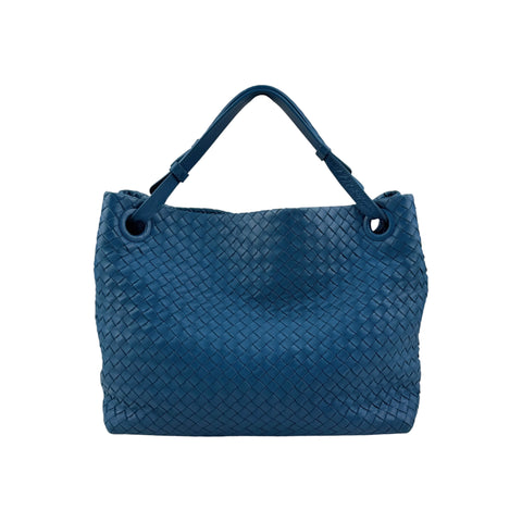 Bottega Veneta Blue Intrecciato Woven Nappa Leather Seamless Garda Tote Bag