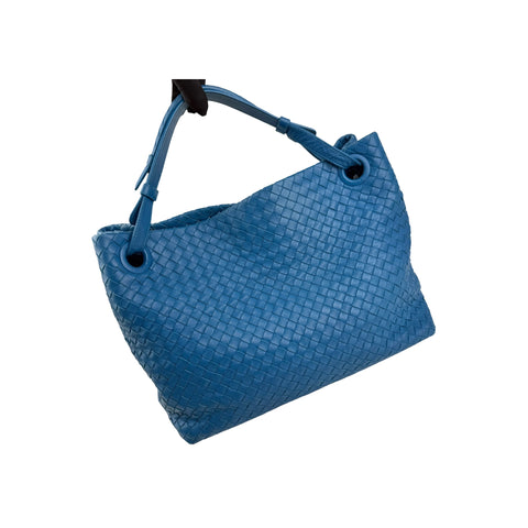 Bottega Veneta Blue Intrecciato Woven Nappa Leather Seamless Garda Tote Bag