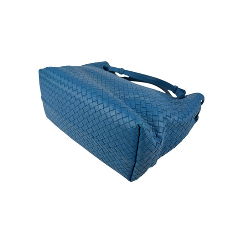 Bottega Veneta Blue Intrecciato Woven Nappa Leather Seamless Garda Tote Bag