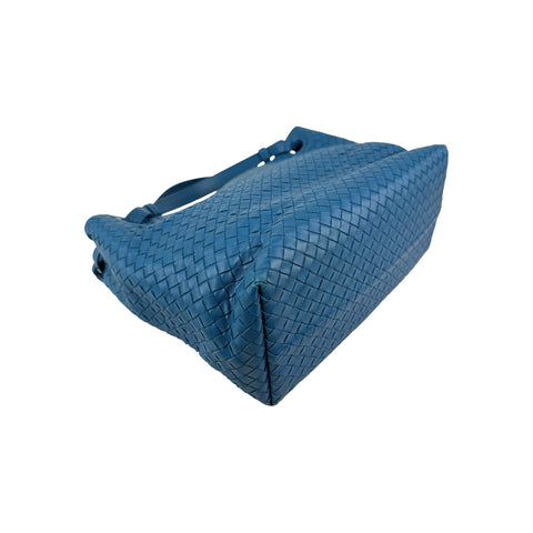 Bottega Veneta Blue Intrecciato Woven Nappa Leather Seamless Garda Tote Bag